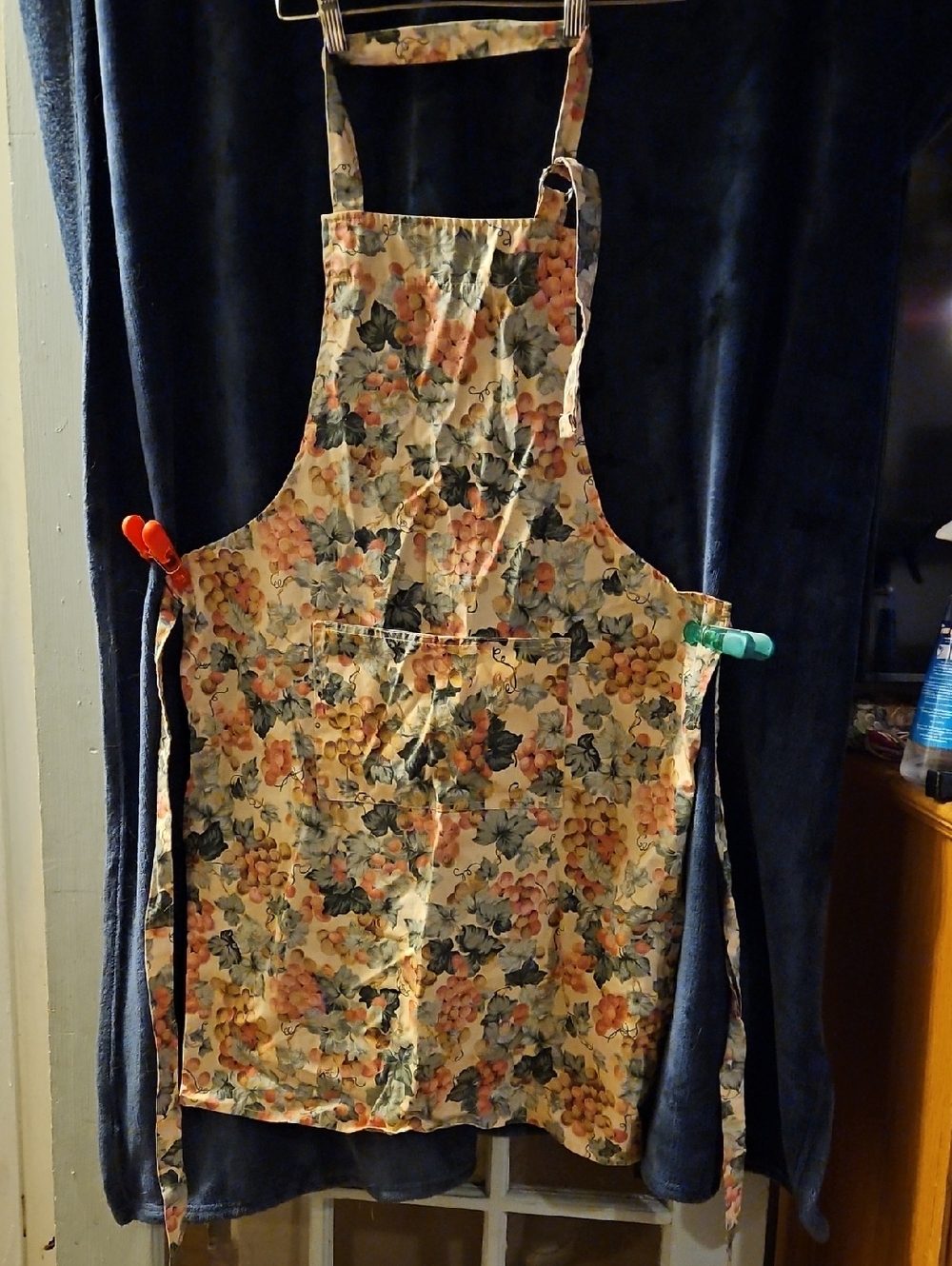 Floral Cotton Apron in Peach and Green